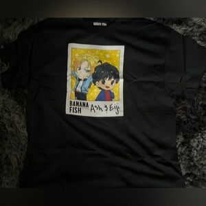 NWOT Unisex Banana Fish Ash & Eiji Graphic Black Short Sleeve Tee